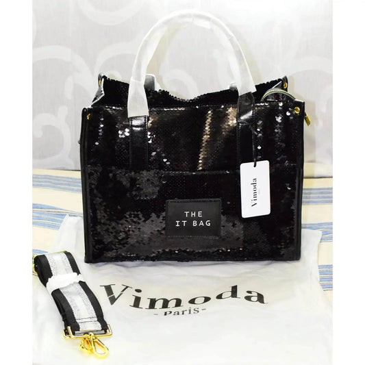 The IT BAG Black Sequined Handbag - MAADFASHION31