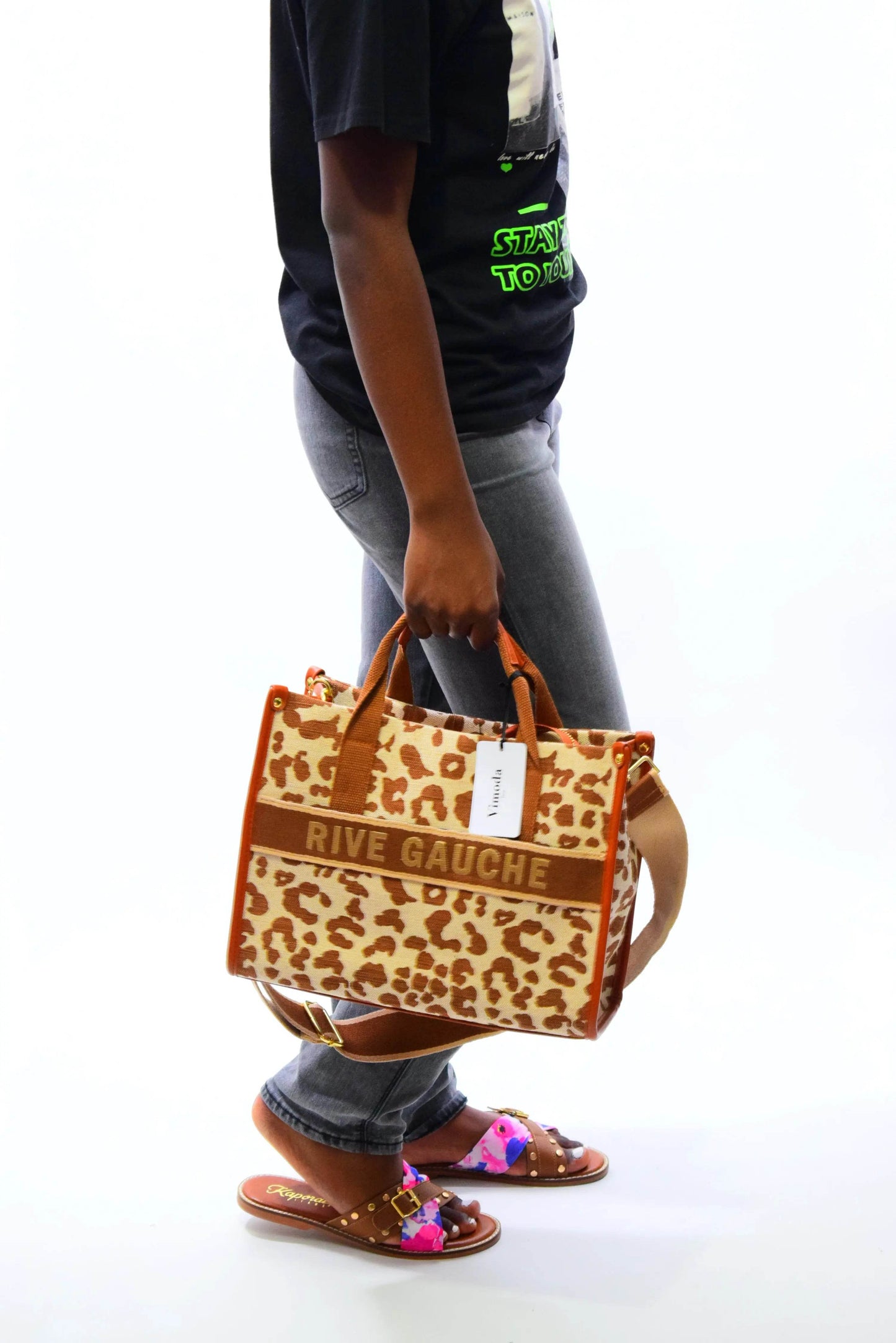 Rive Gauche handbag - Camel leopard print - MAADFASHION31