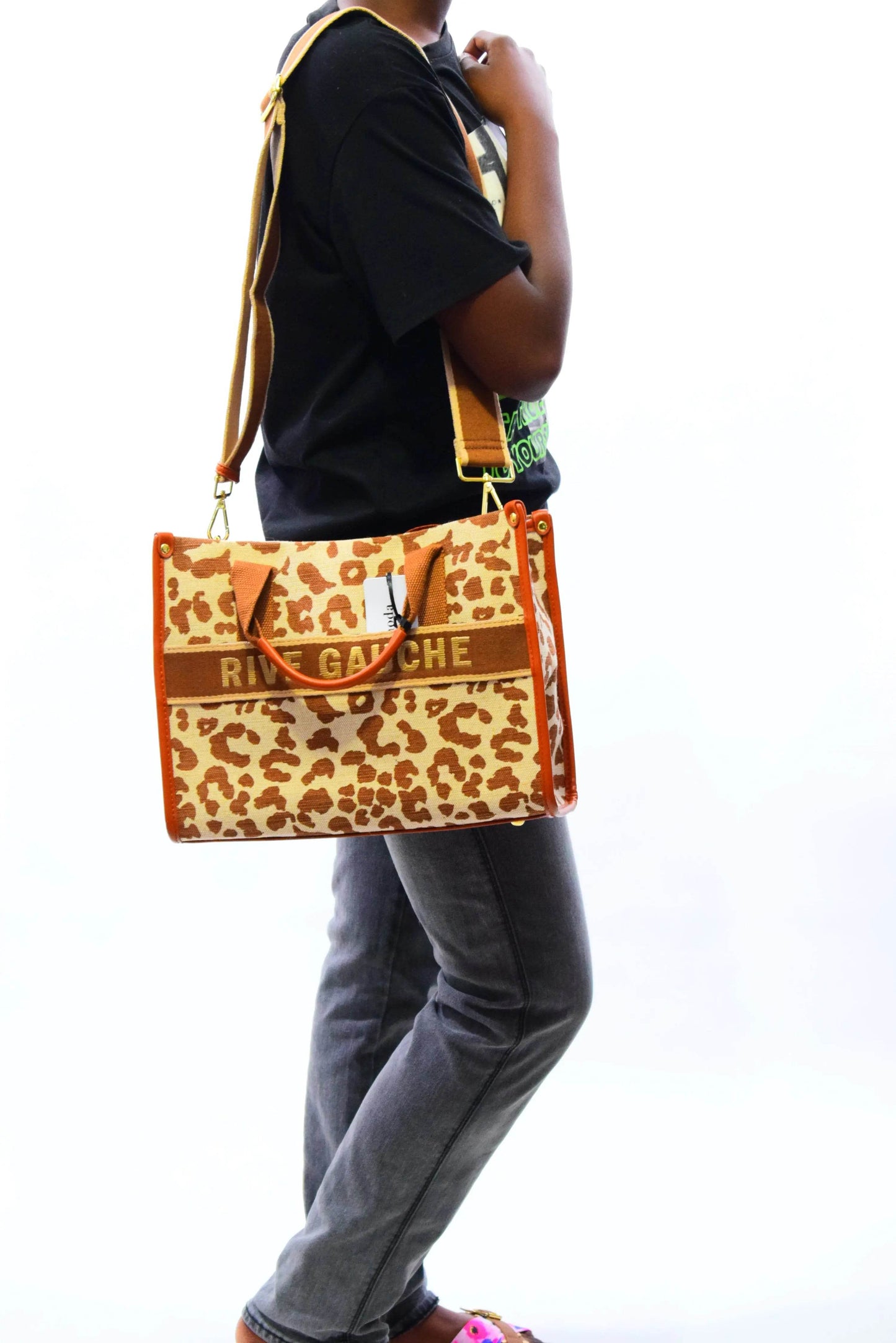 Rive Gauche handbag - Camel leopard print - MAADFASHION31