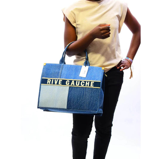 Sac à main patchwork denim RIVE GAUCHE Bleu jeans - MAADFASHION31