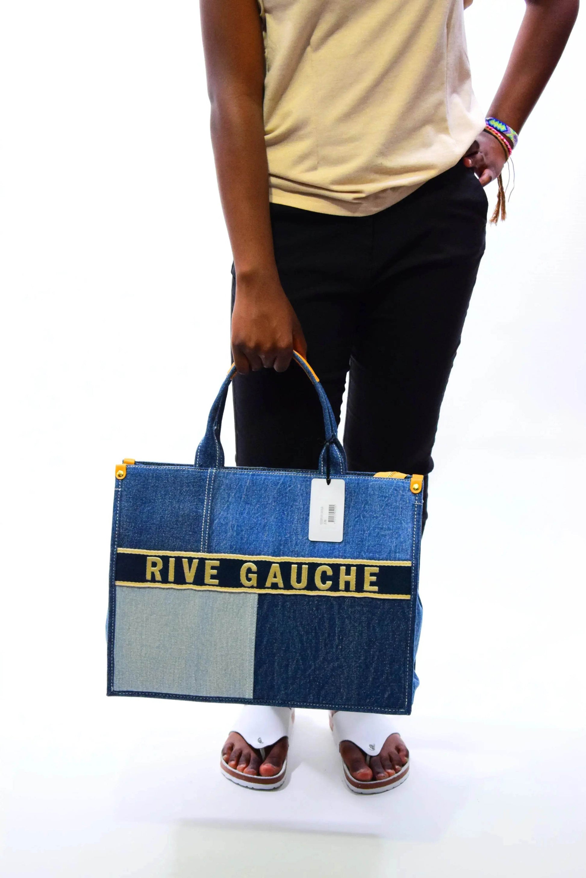Sac à main patchwork denim RIVE GAUCHE Bleu jeans - MAADFASHION31