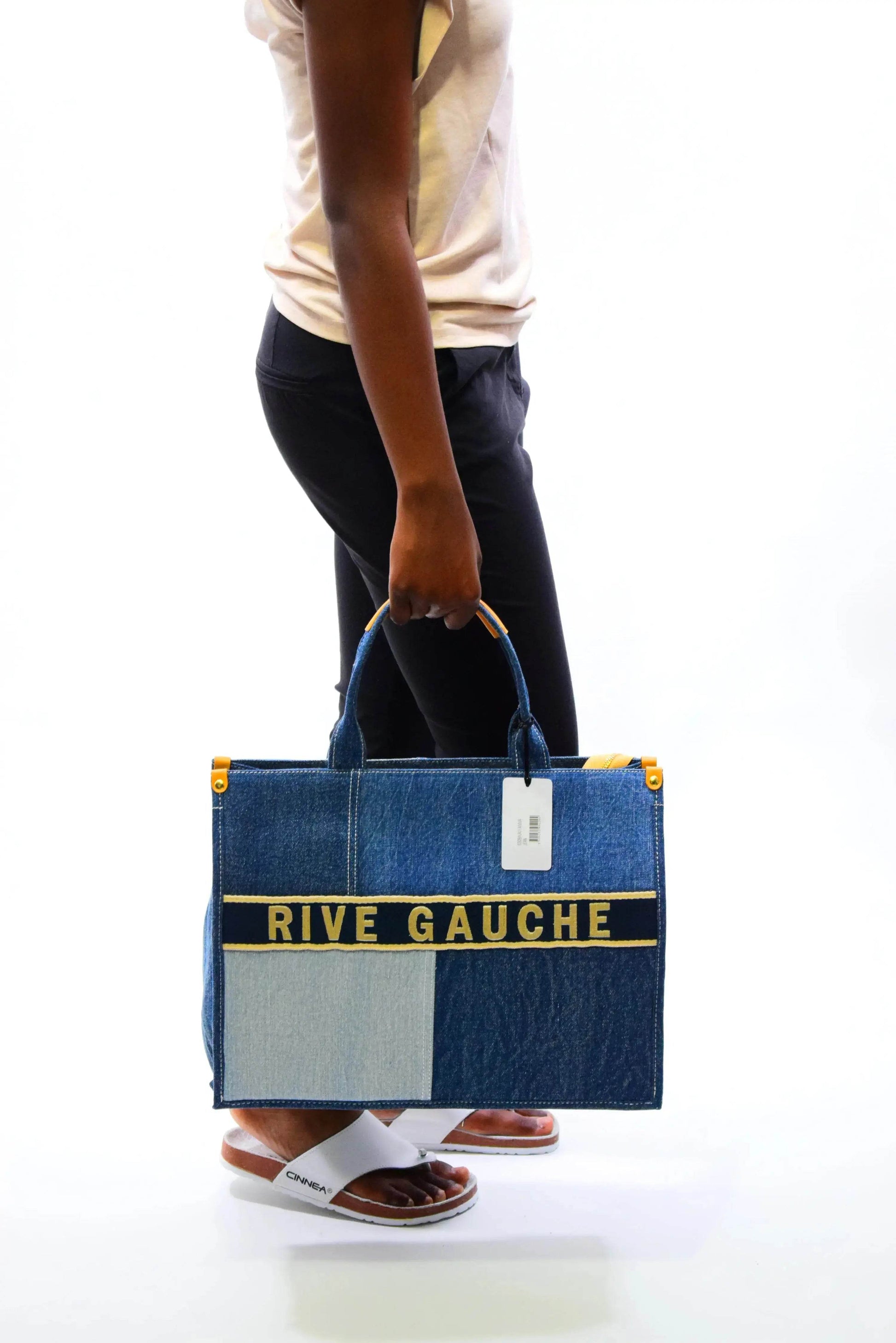 Sac à main patchwork denim RIVE GAUCHE Bleu jeans - MAADFASHION31