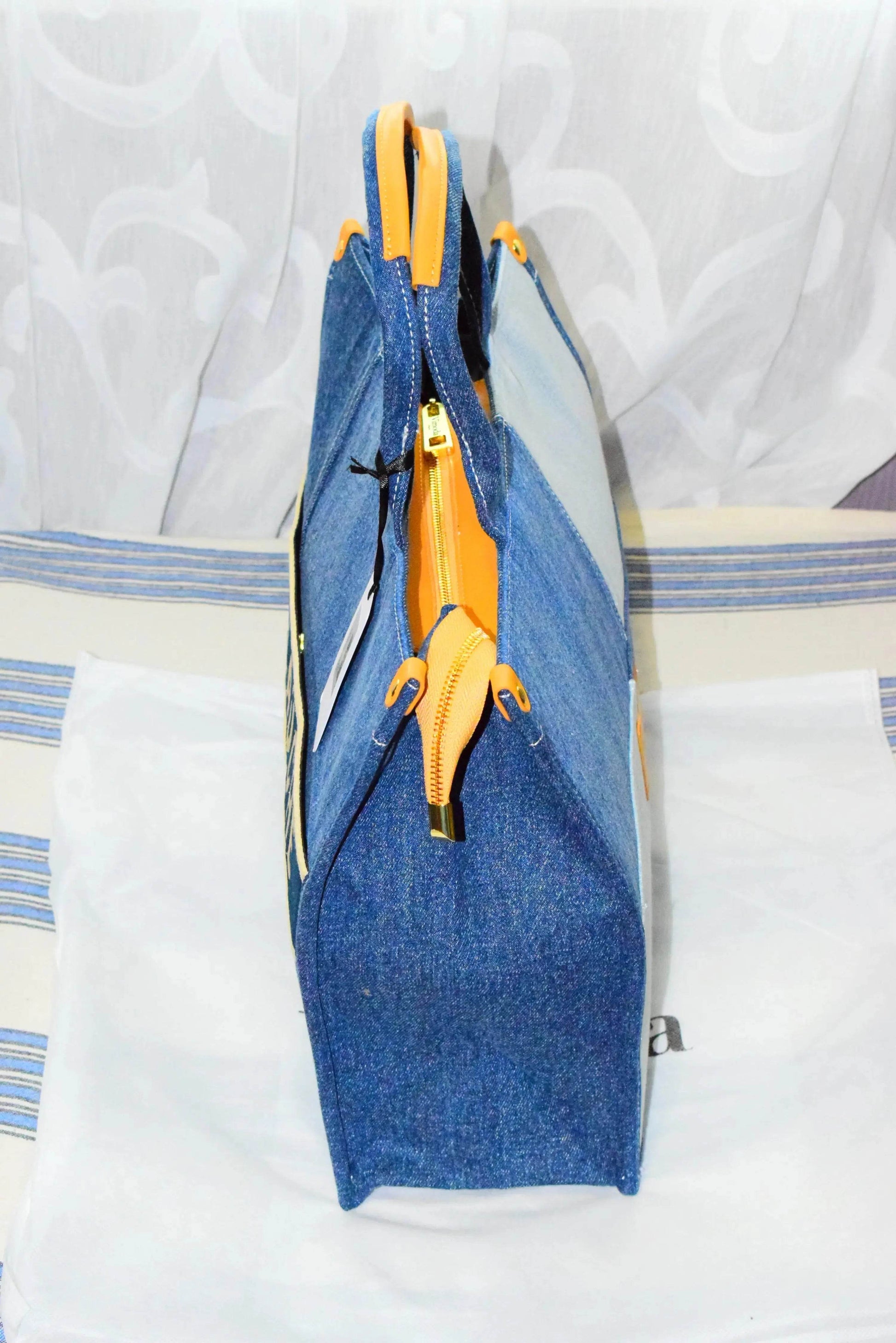 Sac à main patchwork denim RIVE GAUCHE Bleu jeans - MAADFASHION31