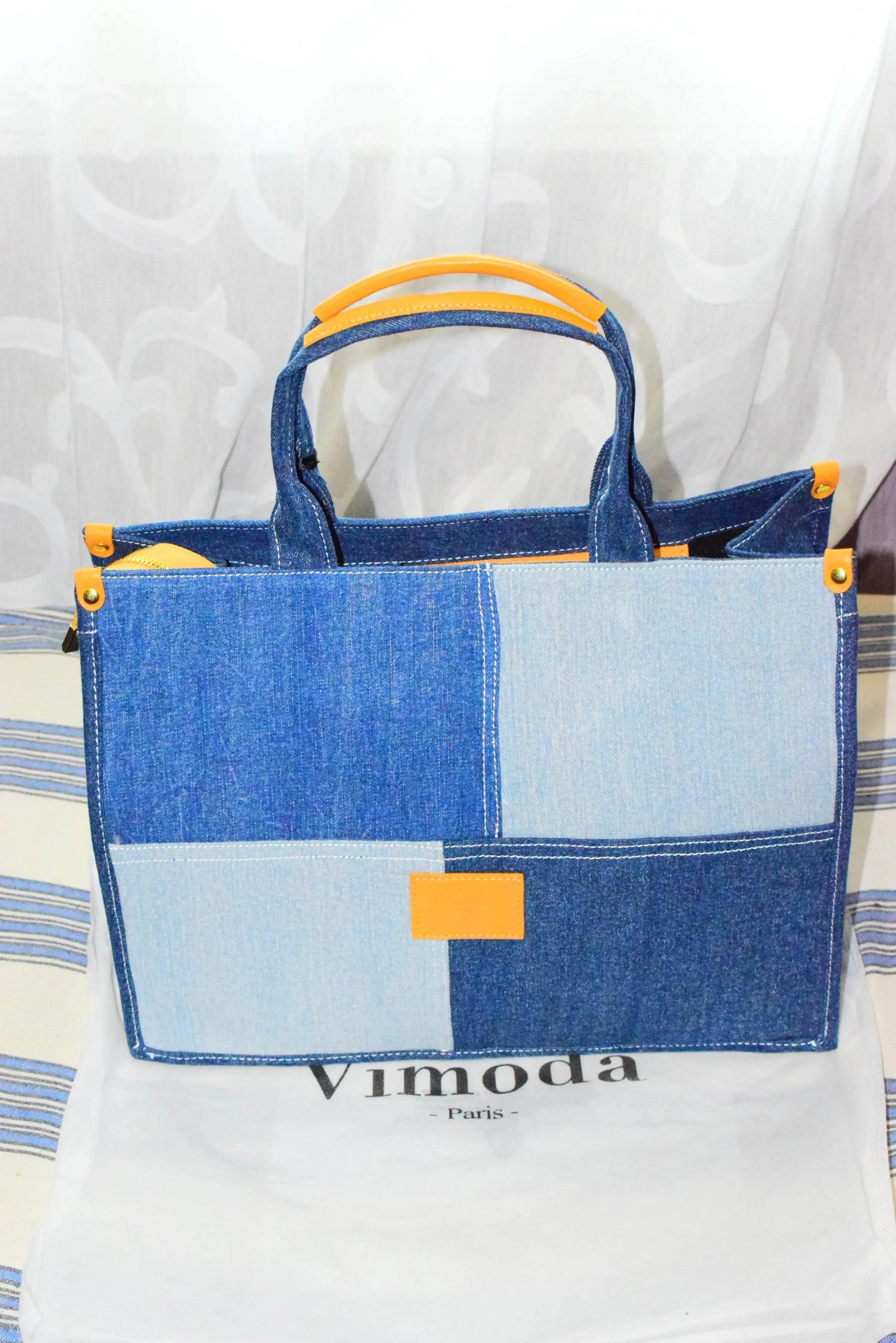 Sac à main patchwork denim RIVE GAUCHE Bleu jeans - MAADFASHION31