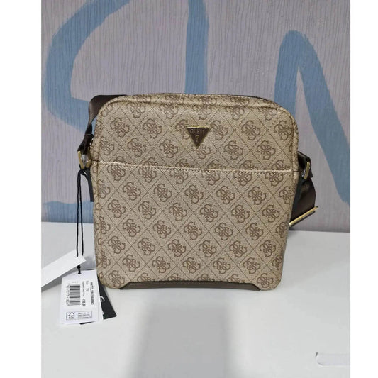 Sacoche XL cuir PU Torino Guess beige/marron - MAADFASHION31